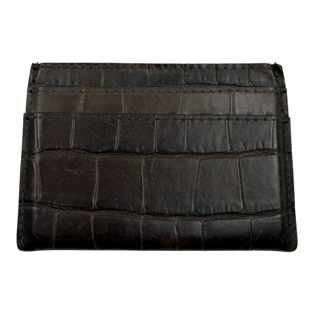 Dries Van Noten Mens Brown Croc Embossed Leather Card Holder Wallet BM26/872